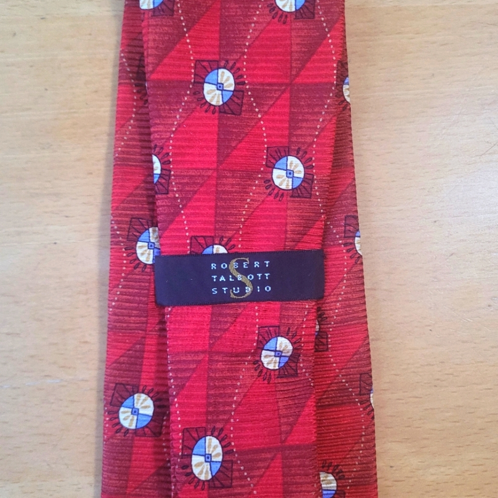 Robert Talbott Studio Red Geometric Silk Tie – Made in USA